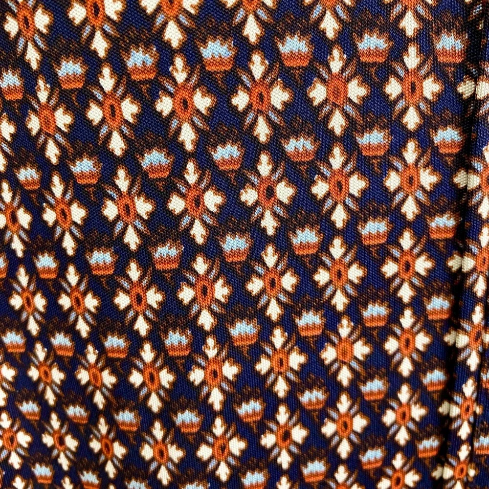 Tory Burch Silk Jersey Dress Women Medium Navy Orange Floral Geometric Excellent